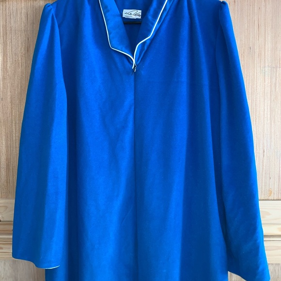 Nicole Wise VINTAGE blue velour fleece zip front robe size L - Picture 2 of 3